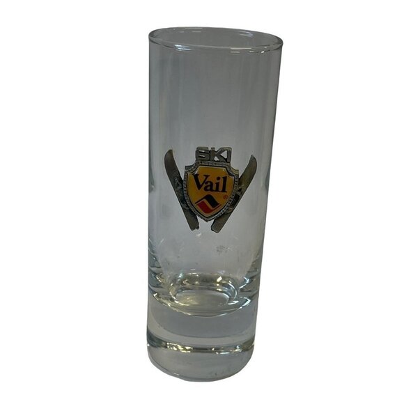 Shot Glass Vail SKI Resort Pewter Emblem Vintage - Picture 1 of 2